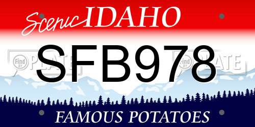 SFB978 Idaho License Plate