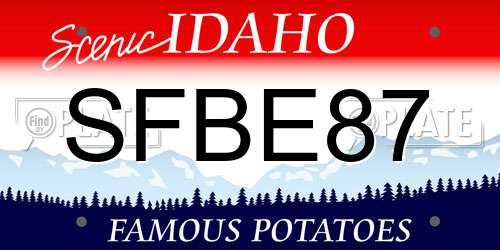 SFBE87 Idaho License Plate