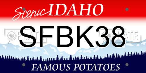 SFBK38 Idaho License Plate