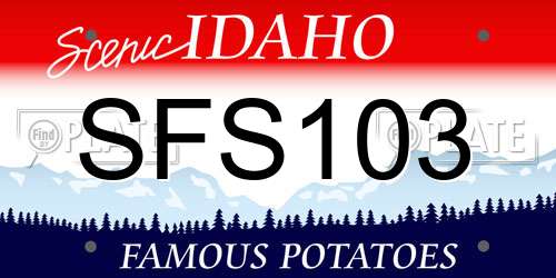 SFS103 Idaho License Plate