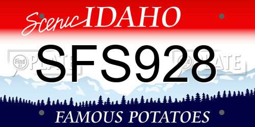 SFS928 Idaho License Plate