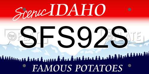SFS92S Idaho License Plate