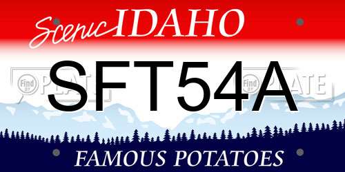SFT54A Idaho License Plate