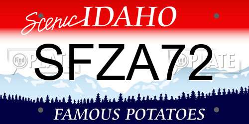 SFZA72 Idaho License Plate