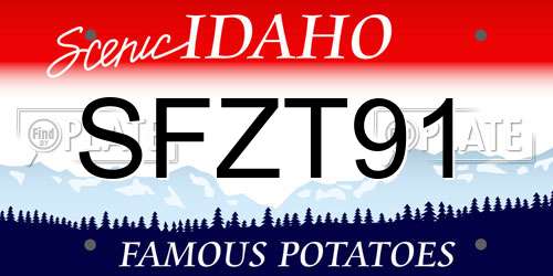 SFZT91 Idaho License Plate