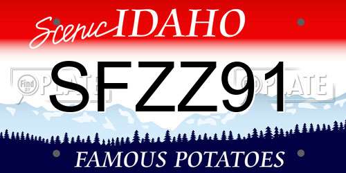 SFZZ91 Idaho License Plate