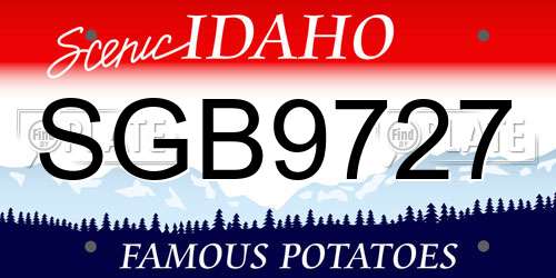 SGB9727 Idaho License Plate