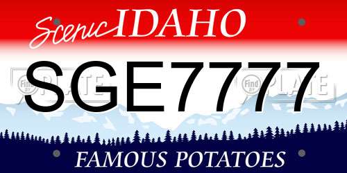 SGE7777 Idaho License Plate