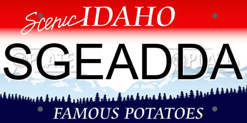 SGEADDA Idaho License Plate