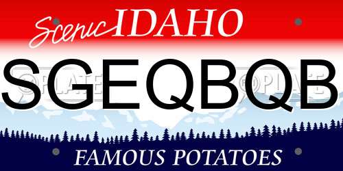 SGEQBQB Idaho License Plate