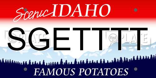 SGETTTT Idaho License Plate
