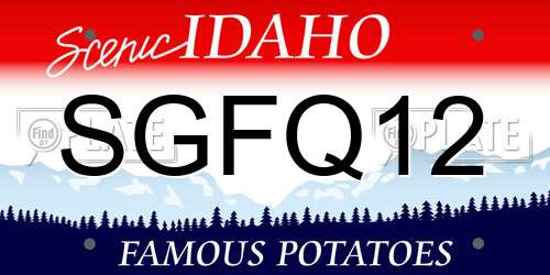 SGFQ12 Idaho License Plate