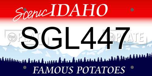 SGL447 Idaho License Plate