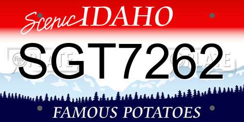 SGT7262 Idaho License Plate