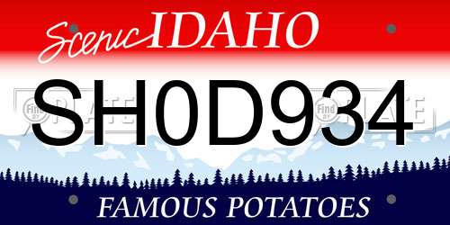 SH0D934 Idaho License Plate