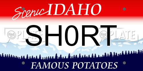 SH0RT Idaho License Plate