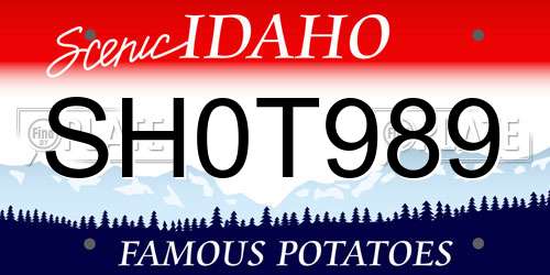 SH0T989 Idaho License Plate