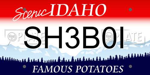SH3B0I Idaho License Plate