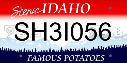 SH3I056 Idaho License Plate