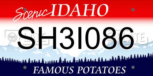 SH3I086 Idaho License Plate