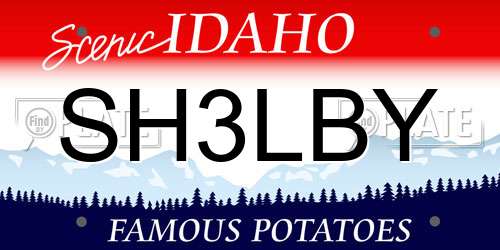 SH3LBY Idaho License Plate