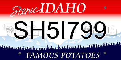 SH5I799 Idaho License Plate