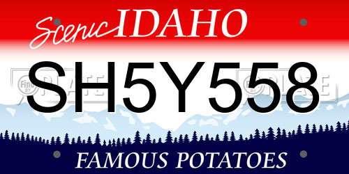 SH5Y558 Idaho License Plate
