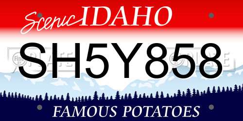 SH5Y858 Idaho License Plate