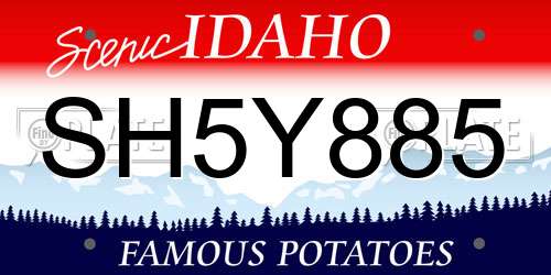 SH5Y885 Idaho License Plate