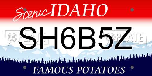 SH6B5Z Idaho License Plate