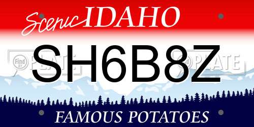 SH6B8Z Idaho License Plate