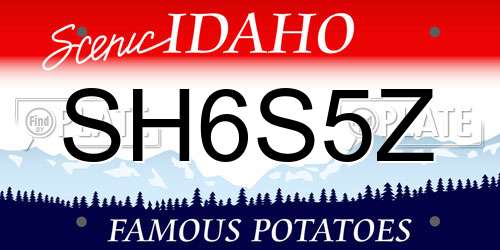 SH6S5Z Idaho License Plate