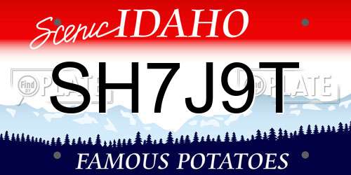 SH7J9T Idaho License Plate