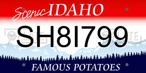 SH8I799 Idaho License Plate