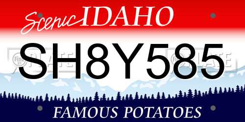 SH8Y585 Idaho License Plate