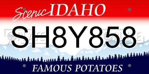 SH8Y858 Idaho License Plate