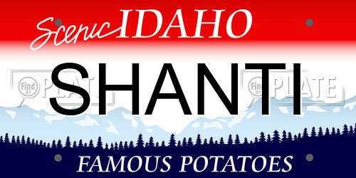 SHANTI Idaho License Plate