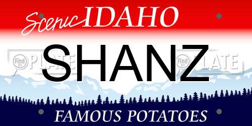 SHANZ Idaho License Plate