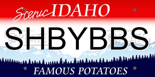 SHBYBBS Idaho License Plate