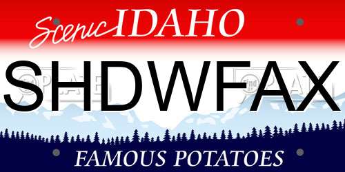 SHDWFAX Idaho License Plate