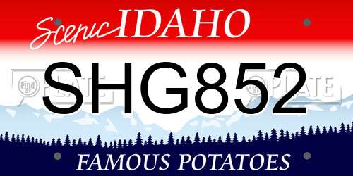 SHG852 Idaho License Plate
