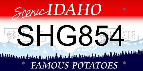 SHG854 Idaho License Plate