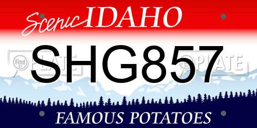 SHG857 Idaho License Plate