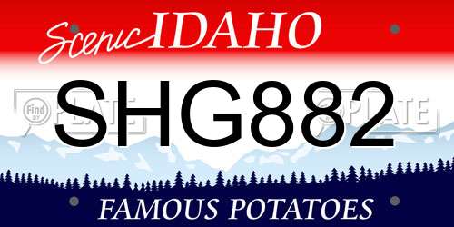 SHG882 Idaho License Plate