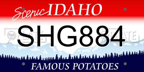 SHG884 Idaho License Plate