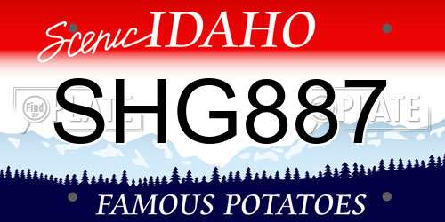 SHG887 Idaho License Plate