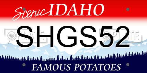 SHGS52 Idaho License Plate