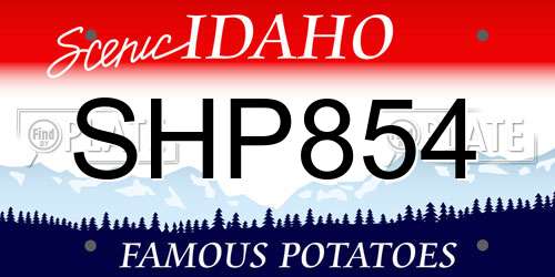 SHP854 Idaho License Plate