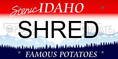 SHRED Idaho License Plate