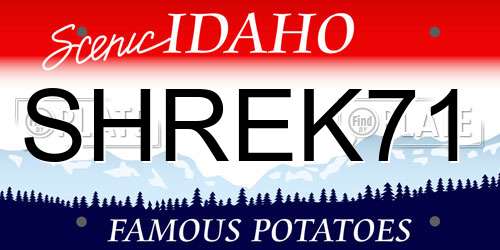 SHREK71 Idaho License Plate